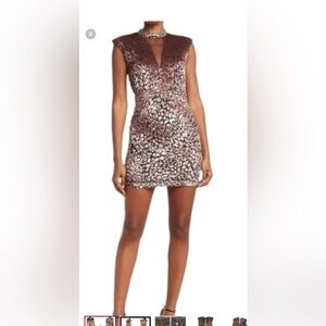 NWT $298 Walter Baker Rosalie Leopard Print Burnout Mini Party Dress, Size 2